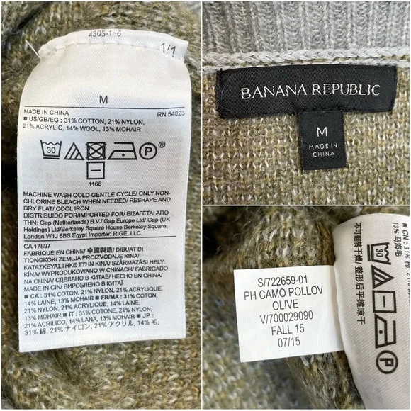 Banana Republic Wool Mohair Cotton Blend Camouflage Crewneck Sweater - Picture 15 of 16